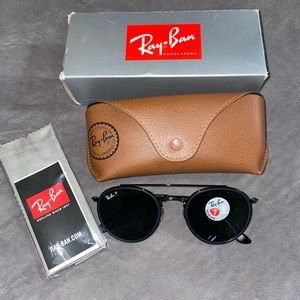 Ray-Ban Sunglasses Black with green lense. Brand New! Comes with case.